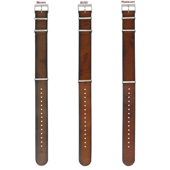 Italian Leather NATO Watch Strap Vintage Mohogany - Picture 4 of 4